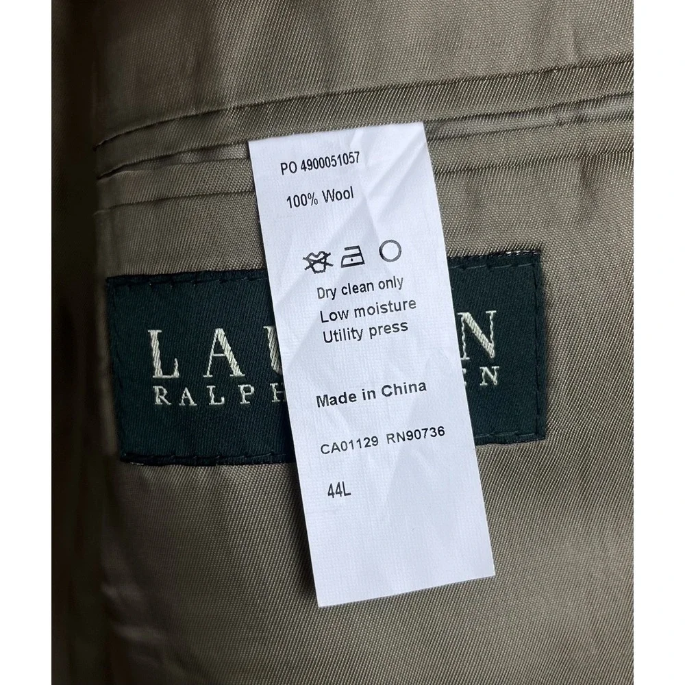 Lauren Ralph Lauren Blazer Mens 44L Brown Wool Sport Coat Jacket Tweed Classic‎